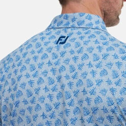 FootJoy Shadow Palm Print Pique Golf Polo Shirt 12 FootJoy Shadow Palm Print Pique Golf Polo Shirt -Golf Promotion Store FootJoy SS22 Shadow Palm Print Pique Golf Polo Shirt Dove Grey Royal 88376 model 2