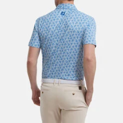 FootJoy Shadow Palm Print Pique Golf Polo Shirt 13 FootJoy Shadow Palm Print Pique Golf Polo Shirt -Golf Promotion Store FootJoy SS22 Shadow Palm Print Pique Golf Polo Shirt Dove Grey Royal 88376 model 3