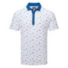 FootJoy Scattered Floral Pique Golf Polo Shirt -Golf Promotion Store FootJoy SS23 Scattered Floral Pique Polo Shirt 80043 SHFOO236 S White Twilight Front