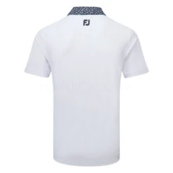 FootJoy Tossed Tulip Trim Pique Golf Polo Shirt 7 FootJoy Tossed Tulip Trim Pique Golf Polo Shirt -Golf Promotion Store FootJoy SS23 Tossed Tulip Trim Pique Polo Shirt 80024 SHFOO230 S White Navy Back