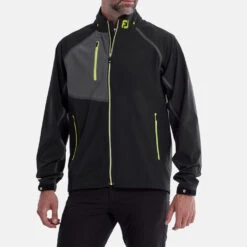 FootJoy HydroTour Waterproof Golf Jacket -Golf Promotion Store FootJoy AW21 HydroTour Waterproof Jacket 87971 Code WJFOO084 M Black Charcoal Lime Model 1
