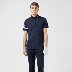 J.Lindeberg Heath Golf Polo Shirt -Golf Promotion Store J.Lindeberg SS22 Heath Regular Fit Polo GMJT06335 6855 Code SHLIN061 M JL Navy Model 1