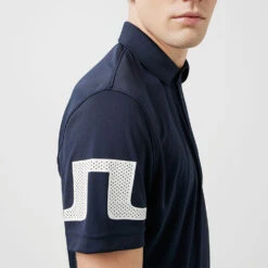 J.Lindeberg Heath Golf Polo Shirt -Golf Promotion Store J.Lindeberg SS22 Heath Regular Fit Polo GMJT06335 6855 Code SHLIN061 M JL Navy Model 2