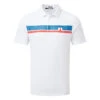 J.Lindeberg Clark Golf Polo Shirt -Golf Promotion Store J.Lindeberg SS23 Clark Regular Fit Polo GMJT09823 0000 SHLIN206 White Lapis Blue Fiery Red Front