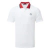J.Lindeberg Glen Golf Polo Shirt -Golf Promotion Store J.Lindeberg SS23 Glen Regular Fit Polo GMJT07614 0000 SHLIN183 White Chilli Pepper Russet Orange Front