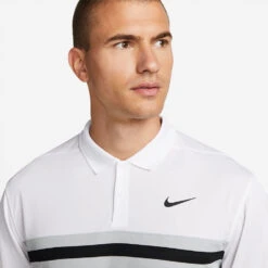Nike Dry Victory Colourblock Golf Polo Shirt -Golf Promotion Store Nike SS22 Dry Victory Colourblock Golf Polo Shirt DH0845 100 M White Lt Smoke Grey Black model 2