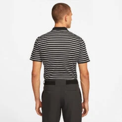 Nike Dry Victory Stripe Golf Polo Shirt -Golf Promotion Store Nike SS22 Dry Victory Stripe Golf Polo Shirt DH0829 010 M Black White model 3