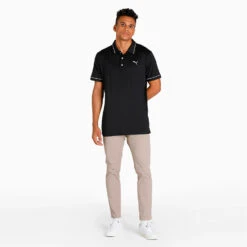 Puma Cloudspun Monarch Golf Polo Shirt 12 Puma Cloudspun Monarch Golf Polo Shirt -Golf Promotion Store Puma AW22 Cloudspun Monarch Polo 530991 01 SHPUM642 Black Heather High Rise Model 2