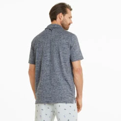 Puma AP Cloudspun King Golf Polo Shirt -Golf Promotion Store Puma SS22 AP King Cloudspun Polo Shirt 535505 01 Code SHPUM631 L Navy Blazer Heathe Model 3