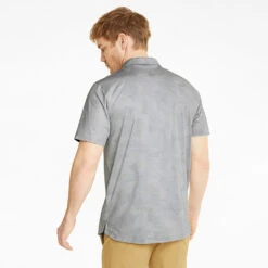 Puma Cloudspun Leaflet Golf Polo Shirt -Golf Promotion Store Puma SS22 Cloudspun Leaflet Polo 535445 01 SHPUM652 Quiet Shade Heather Model 3