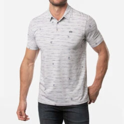 TravisMathew Draggin Anchor Golf Polo Shirt -Golf Promotion Store Travis Mathew SS21 Draggin Anchor Golf Polo Shirt 1MW108 Code SHTRA052 Heather Light Grey Model 1
