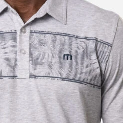 TravisMathew Make Camp Golf Polo Shirt -Golf Promotion Store Travis Mathew SS21 Make Camp Golf Polo Shirt 1MW145 Code SHTRA048 Heather Light Grey Model 2