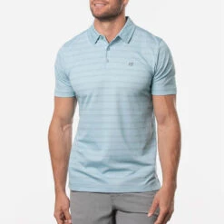 TravisMathew Tahoe Golf Polo Shirt 10 TravisMathew Tahoe Golf Polo Shirt -Golf Promotion Store Travis Mathew SS21 Tahoe Polo Shirt 1MW154 Code SHTRA034 M Heather Delphinium Model 1
