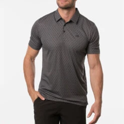TravisMathew Two Hour Delay Golf Polo Shirt -Golf Promotion Store Travis Mathew SS21 Two Hour Delay Polo Shirt 1MV108 Code SHTRA033 M Heather Dark Grey Model 1