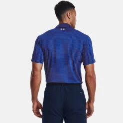 Under Armour Playoff 2.0 Hollen Stripe Golf Polo Shirt -Golf Promotion Store Under Armour AW22 Playoff 2.0 Hollen Stripe Polo Shirt 1327037 489 SHUND298 Bauhaus Blue Versa Blue Oxford Blue Model 3