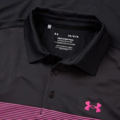 Under Armour Playoff 3.0 Low Round Stripe Golf Polo Shirt -Golf Promotion Store Under Armour SS23 Playoff 3.0 Low Round Stripe Polo Shirt 1378676 003 SHUND322 L BlackJet GreyRebel Pink Detail