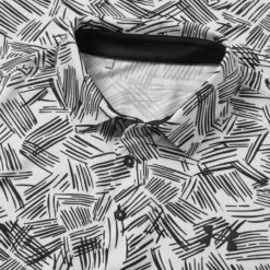 Under Armour Playoff 3.0 Palm Sketch Stripe Golf Polo Shirt -Golf Promotion Store Under Armour SS23 Playoff 3.0 Palm Sketch Polo Shirt 1378677 103 SHUND327 S White Black Black Detail