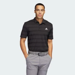 Adidas Two Colour Stripe Primegreen Golf Polo Shirt -Golf Promotion Store adidas SS22 Two Colour Stripe Primegreen Golf Polo Shirt Black Grey Six HI5180 SHADI659 Model 1